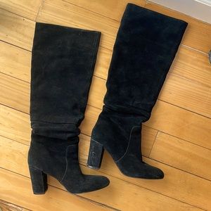 Steve Madden Suede Knee High Black Boots